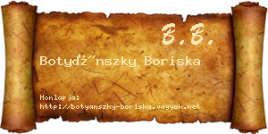 Botyánszky Boriska névjegykártya